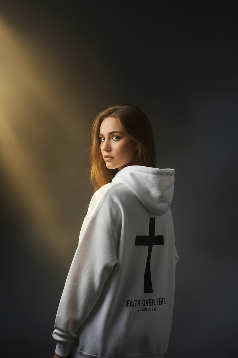 Mobile Banner – White Hoodie Woman